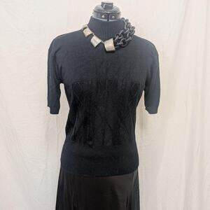 Vintage Evan-Picone 100% Silk Ribbed Mock-Turtleneck, Size L